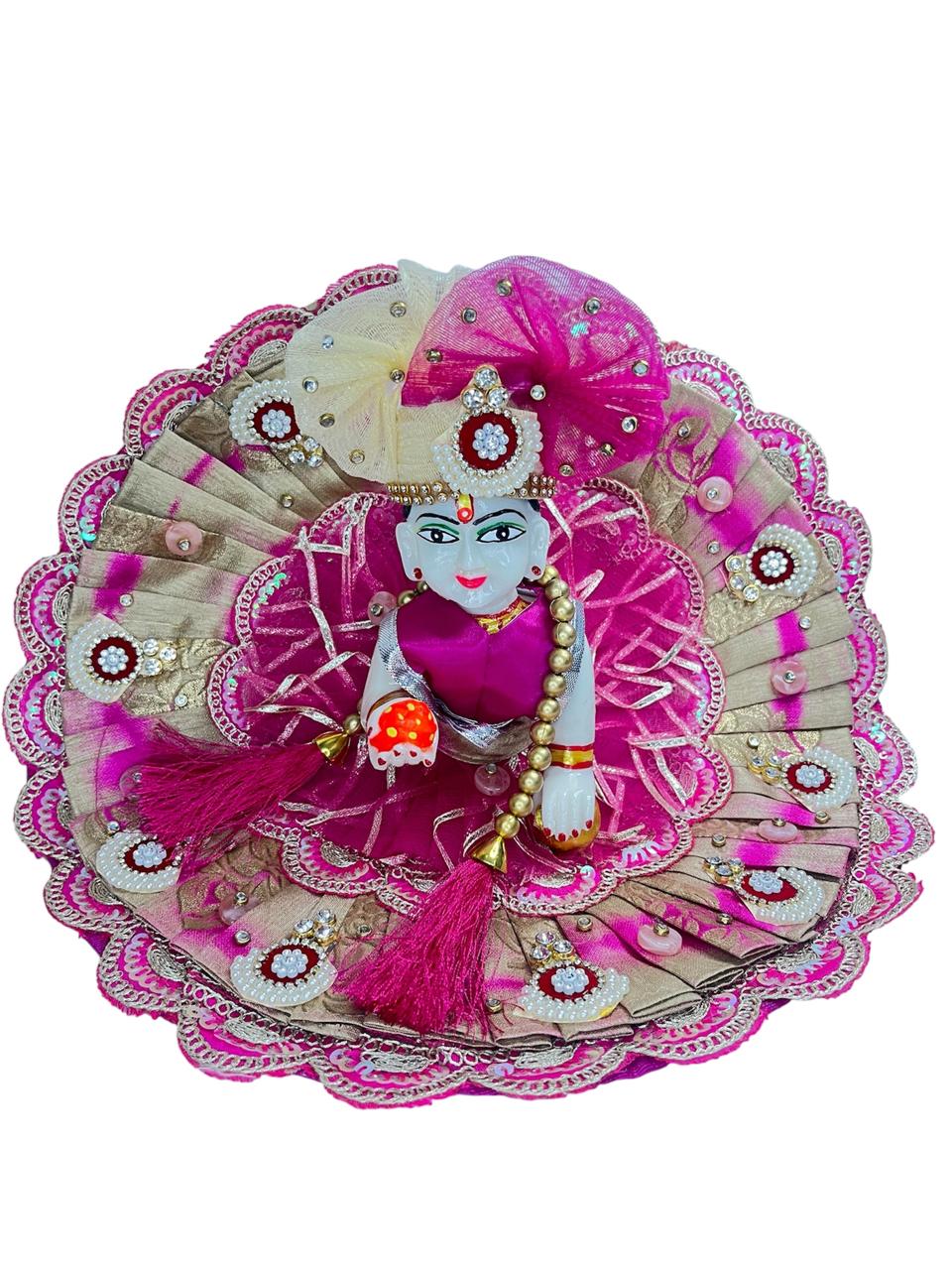 Elegant Magenta & Cream Designer Laddu Gopal Dress set - Size 1 to 6