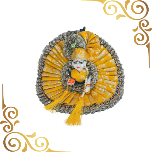 Premium Yellow Brocade Laddu Gopal Dress Set - Size 2 to 6