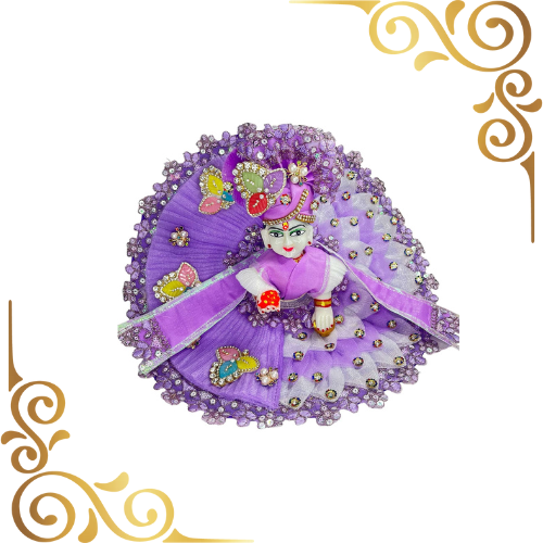 Purple & White Embroidered Laddu Gopal Dress set - Size 2 to 6