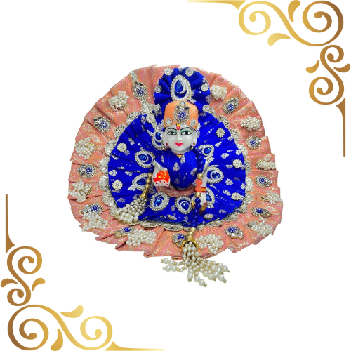 Royal Blue & Peach Laddu Gopal Dress Set, Designer outfit - Size 2 to 6