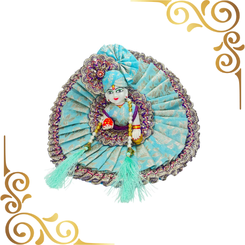 Premium Blue Brocade Laddu Gopal Dress Set - Size 2 to 6